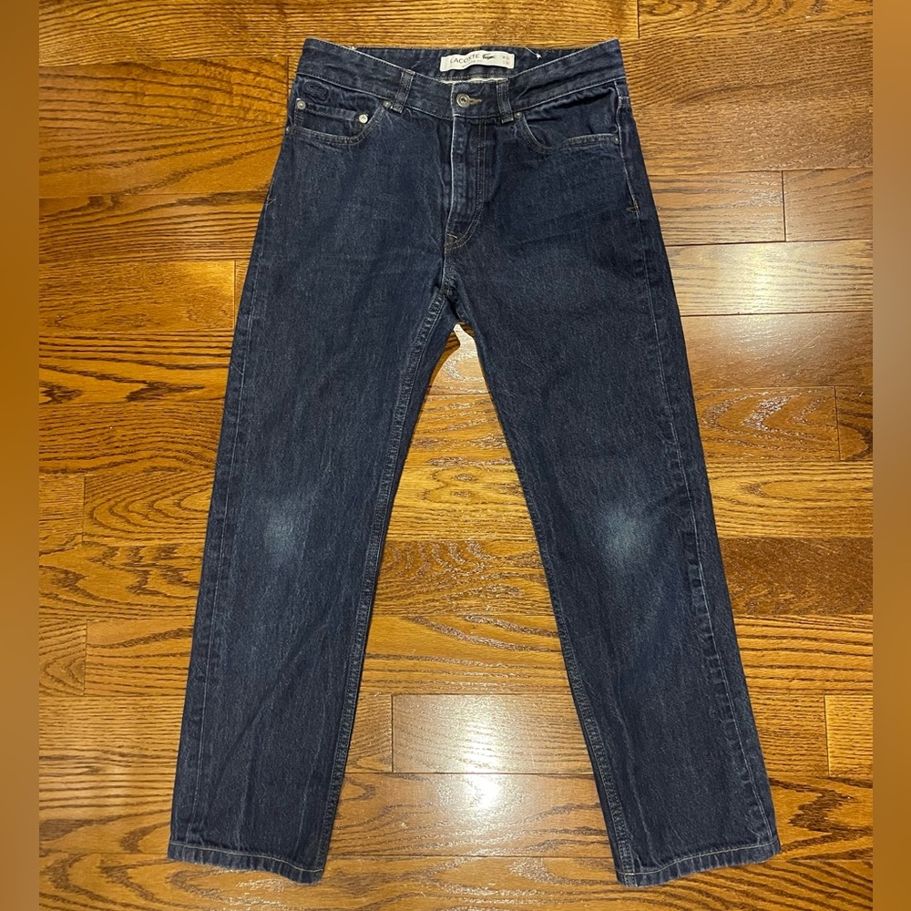 Lacoste 100% cotton dark washed denim straight jeans 30 waist